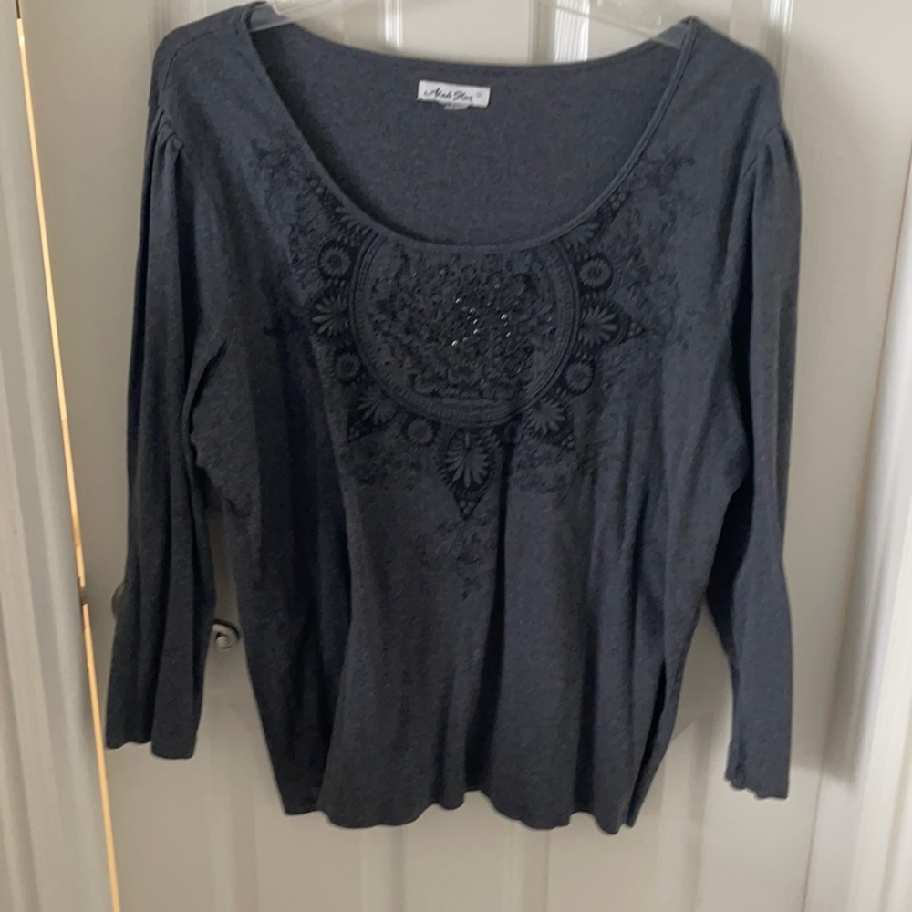 An embellished gray tee